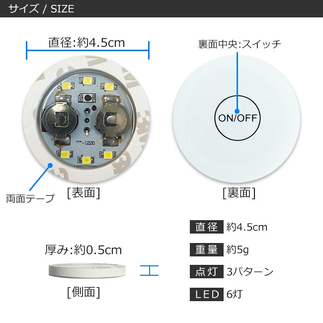 光る ボトルステッカー 4.5cm 防水 ホワイト 仕様