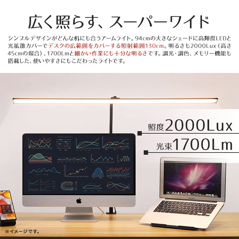 DENKO HOME（電光ホーム） クランプ式 アーム デスクライト T字
