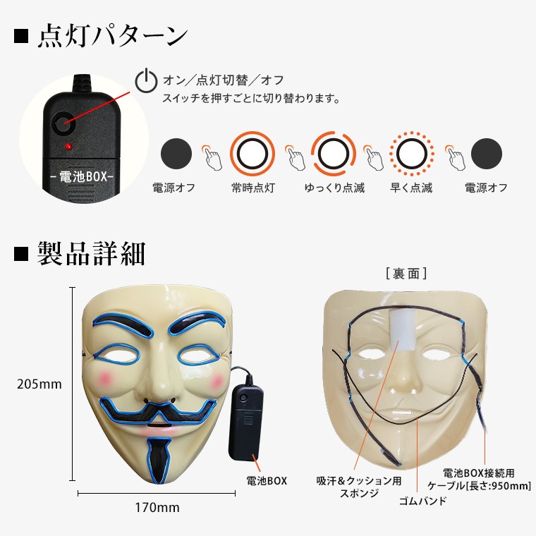 光る ELマスク TYPE-A