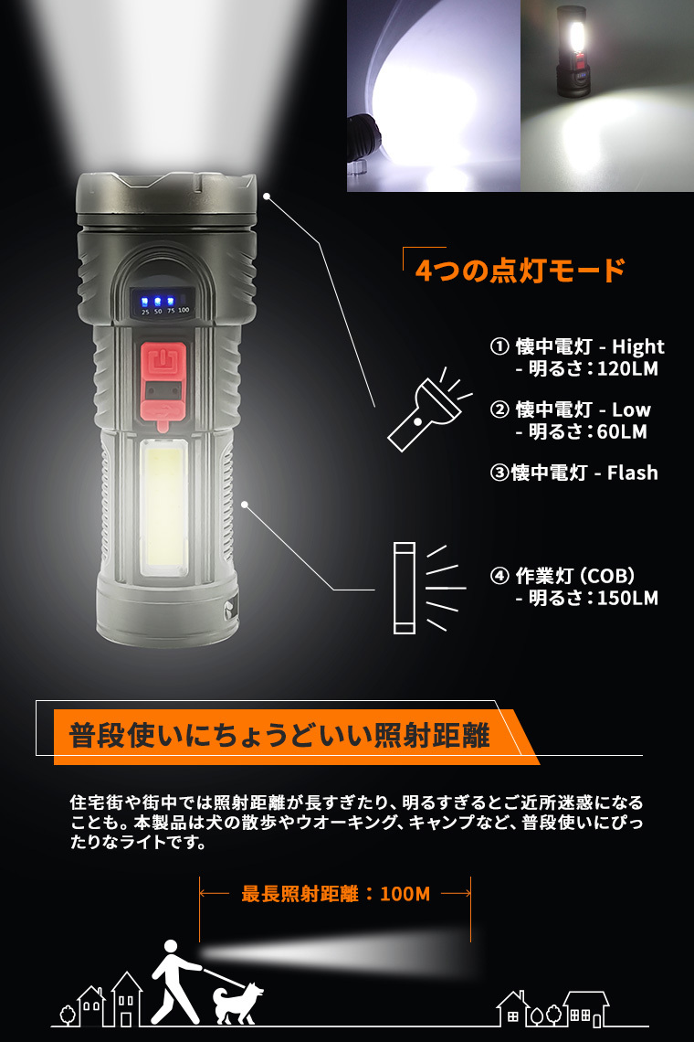 LED 小型 懐中電灯 usb 充電式 防水 LEDライト ハンディライト 散歩 アウトドア 防災グッズ 停電 登山 携帯 軽い 明るい コンパクト  ミニ :flashlight-04:バラエティ本舗 - 通販 - Yahoo!ショッピング