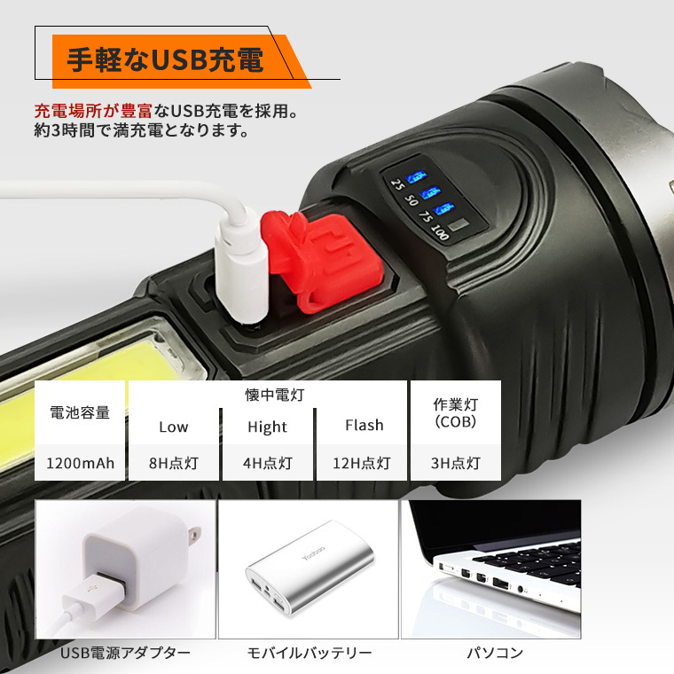 LED 小型 懐中電灯 usb 充電式 防水 LEDライト ハンディライト 散歩 アウトドア 防災グッズ 停電 登山 携帯 軽い 明るい コンパクト  ミニ :flashlight-04:バラエティ本舗 - 通販 - Yahoo!ショッピング