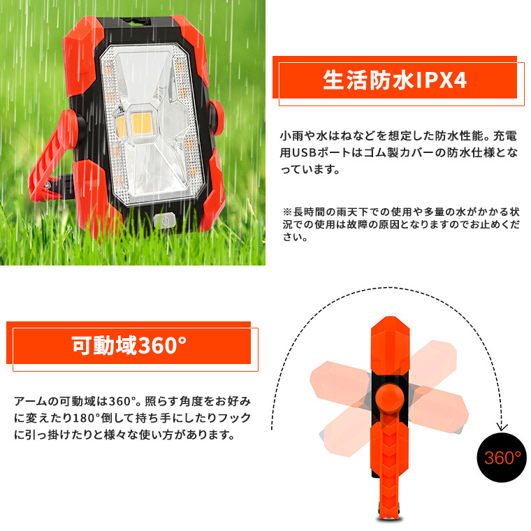 DENKO HOME（電光ホーム） ポータブル ソーラー 投光器 作業灯 ワーク