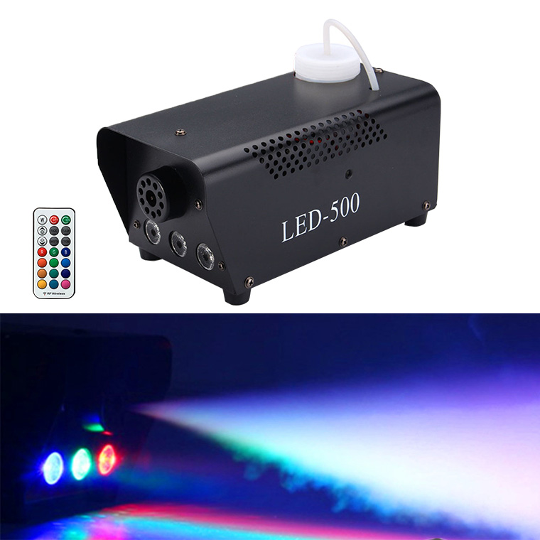 フォグマシン 500w LED付き RGB リモコン付属 室内用 小型 照明 