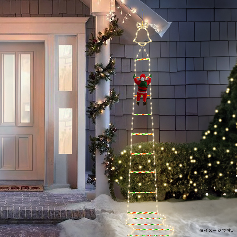 ソーラー イルミネーション はしごサンタ クリスマス飾り リモコン 屋外 防水 かわいい led ライト サンタクロース 梯子 電飾 消灯タイマー  ベランダ 庭