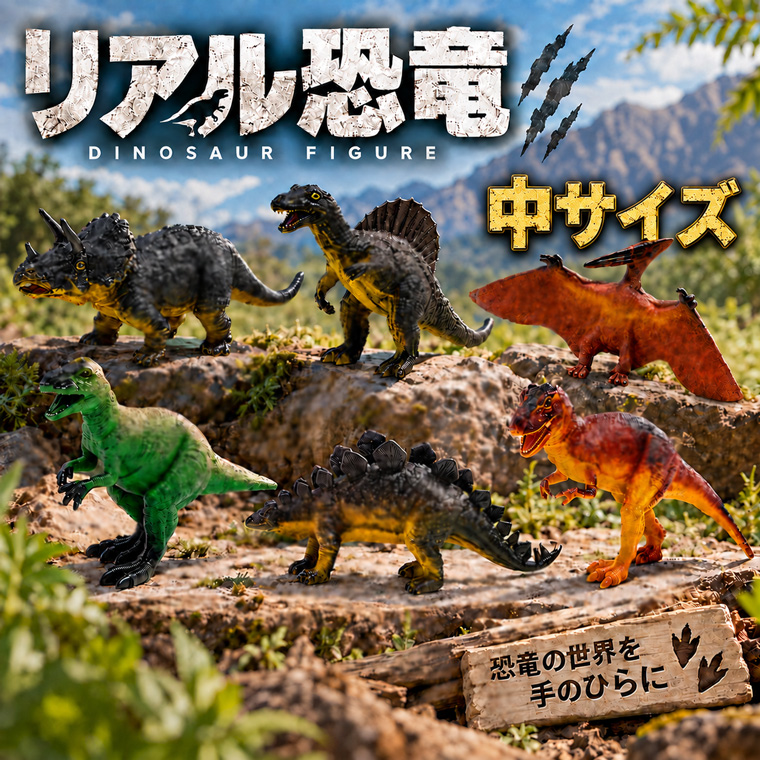 リアル 恐竜 フィギュア 6種類セット 中サイズ 模型 コレクション