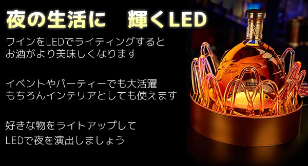光る LED ボトルスタンド 24×28cm 充電式 お酒 ライトアップ