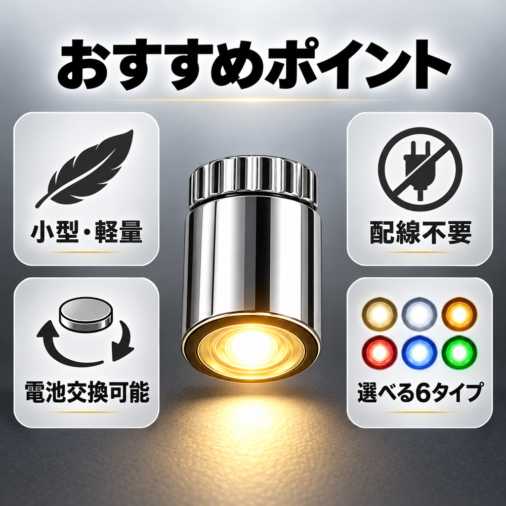 ミニLEDライト 電池式 超小型 直径約1.1cm 高さ約1.5cm LR41電池使用 電池交換可能 選べる6タイプ