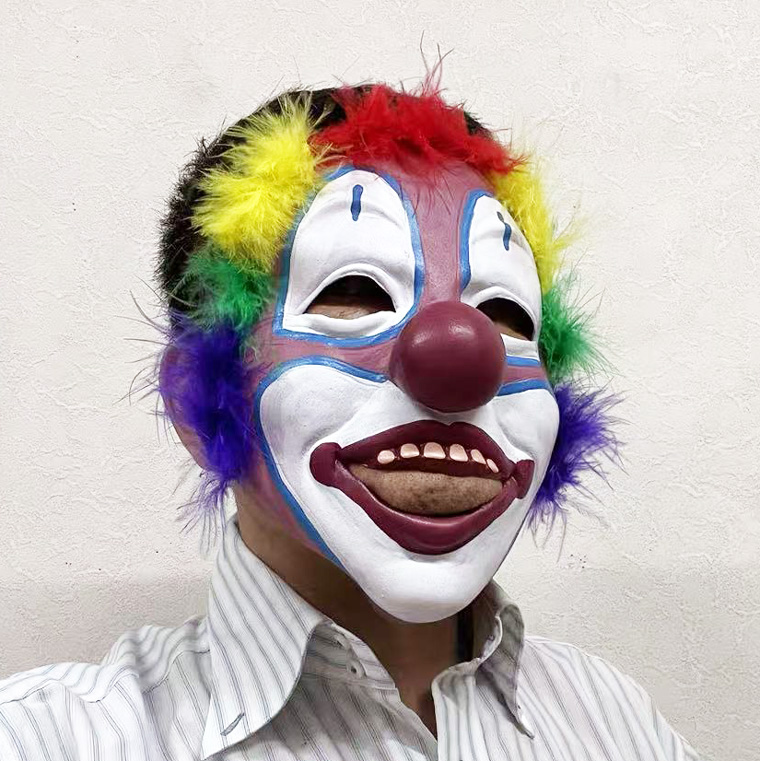 ピエロマスク カラフル アフロ 道化師 お面 マスク かぶりもの 被り物 仮面 ホラーマスク