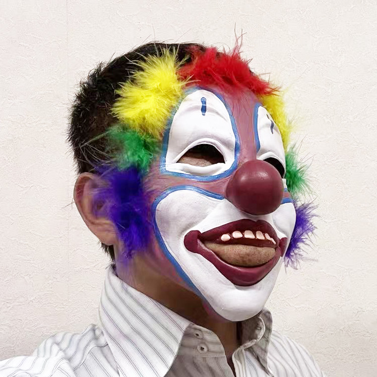 ピエロマスク カラフル アフロ 道化師 お面 マスク かぶりもの 被り物 仮面 ホラーマスク