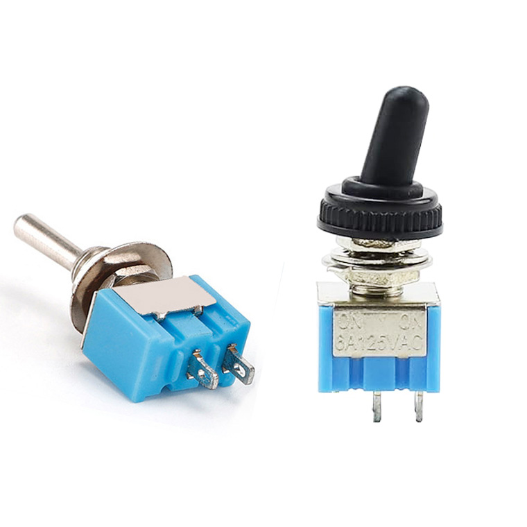 トグルスイッチ ON / OFF 2ピン 防水キャップ付 スイッチ ボタン 2ポジション MTS-101 電設 DIY