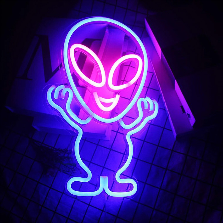 ネオンサイン　ネオン管　宇宙人　ハロウィン　パーティー装飾　オーダーメイド 楽天市場】LED ネオンサイン 宇宙人 グレイ エイリアン USB電源 ネオン