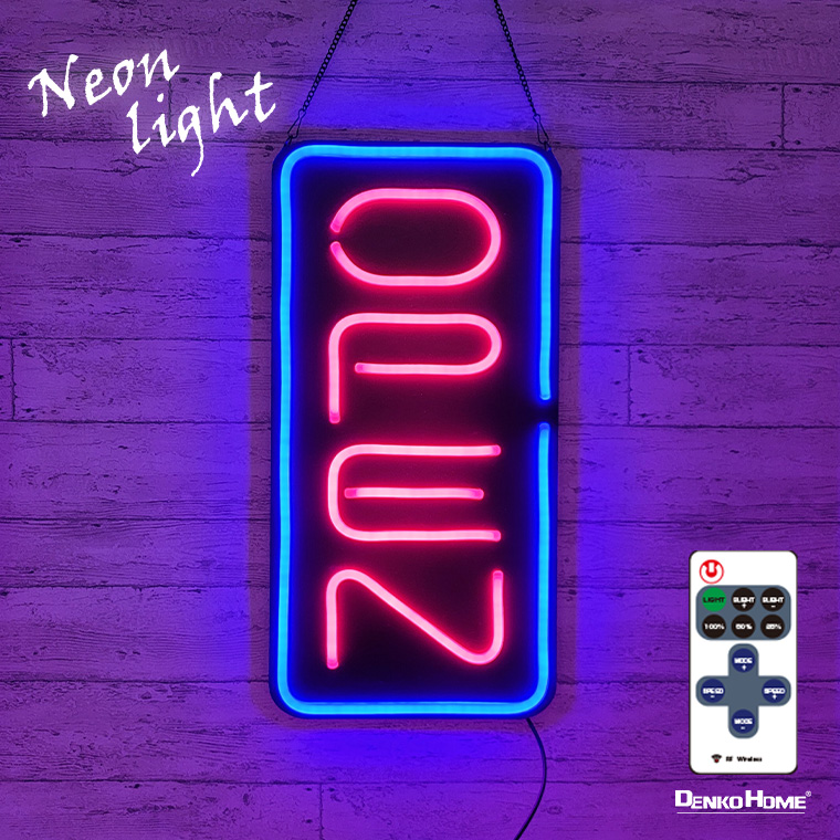 DENKO HOME（電光ホーム） LED ネオンサイン 屋内用 OPEN オープン 縦