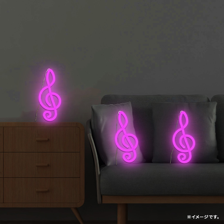 DENKO HOME（電光ホーム） LED ネオンサイン ト音記号 音符 音楽 調合