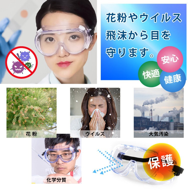 保護 ゴーグル メガネ クリア 作業 安全 眼鏡 防護 DIY 実験 防塵 花粉 通販