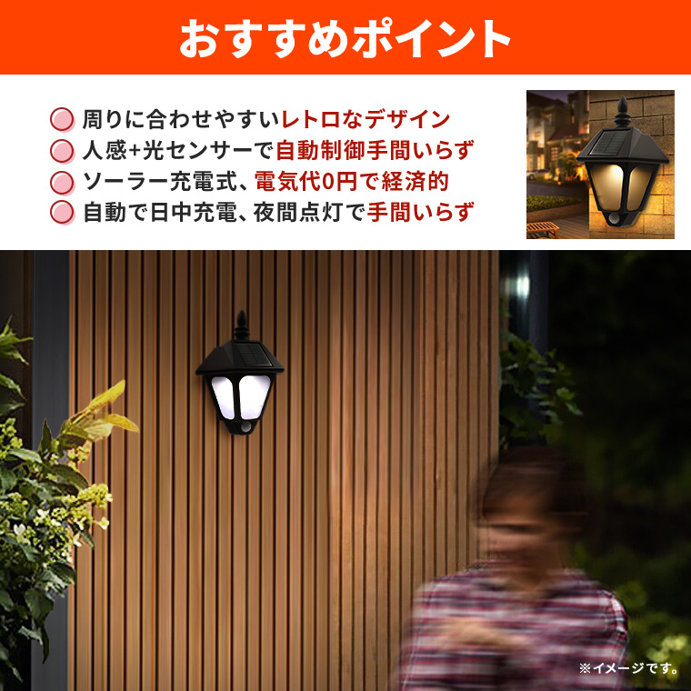 DENKO HOME（電光ホーム） ソーラー センサーライト ウォールライト 人