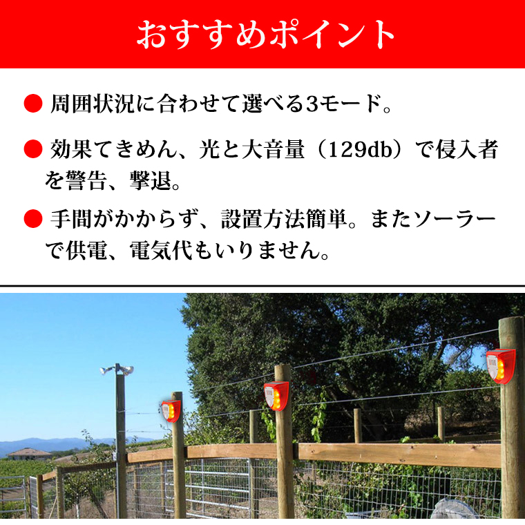 防犯アラーム ソーラー ライト 充電式 防犯ブザー 防獣ライト 警報器