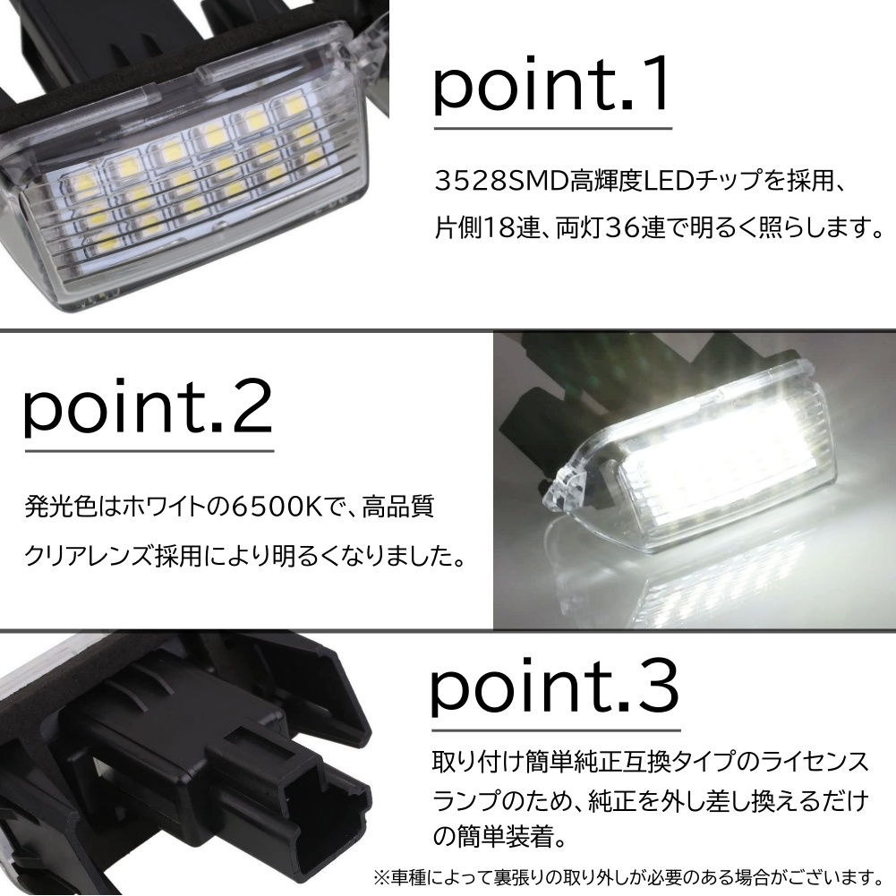 ユニットタイプ トヨタ汎用 LED ナンバー灯 36連 ライセンス トヨタ ヴィッツ エスクァイア ノア ヴォクシー ラクティス カローラフィールダー  2個