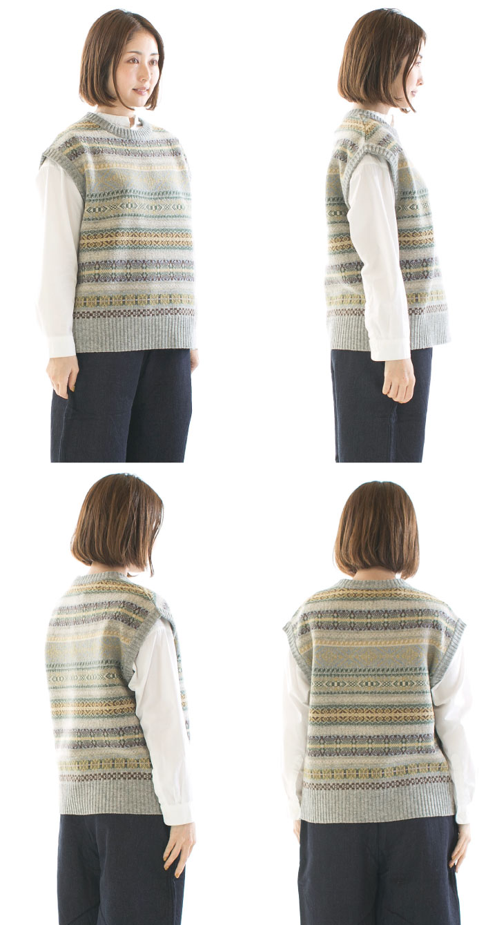 Yasuyuki Ishii 00s 変形ニットベスト ジレ ストール NARU ナル リシェスフェアアイル柄ニットベスト 652710 : varzy - 通販