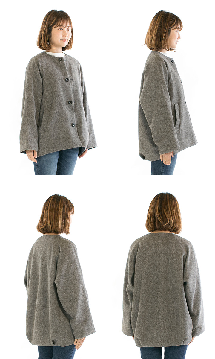 Prit プリット リバーシブルノーカラーコクーンコート P60405