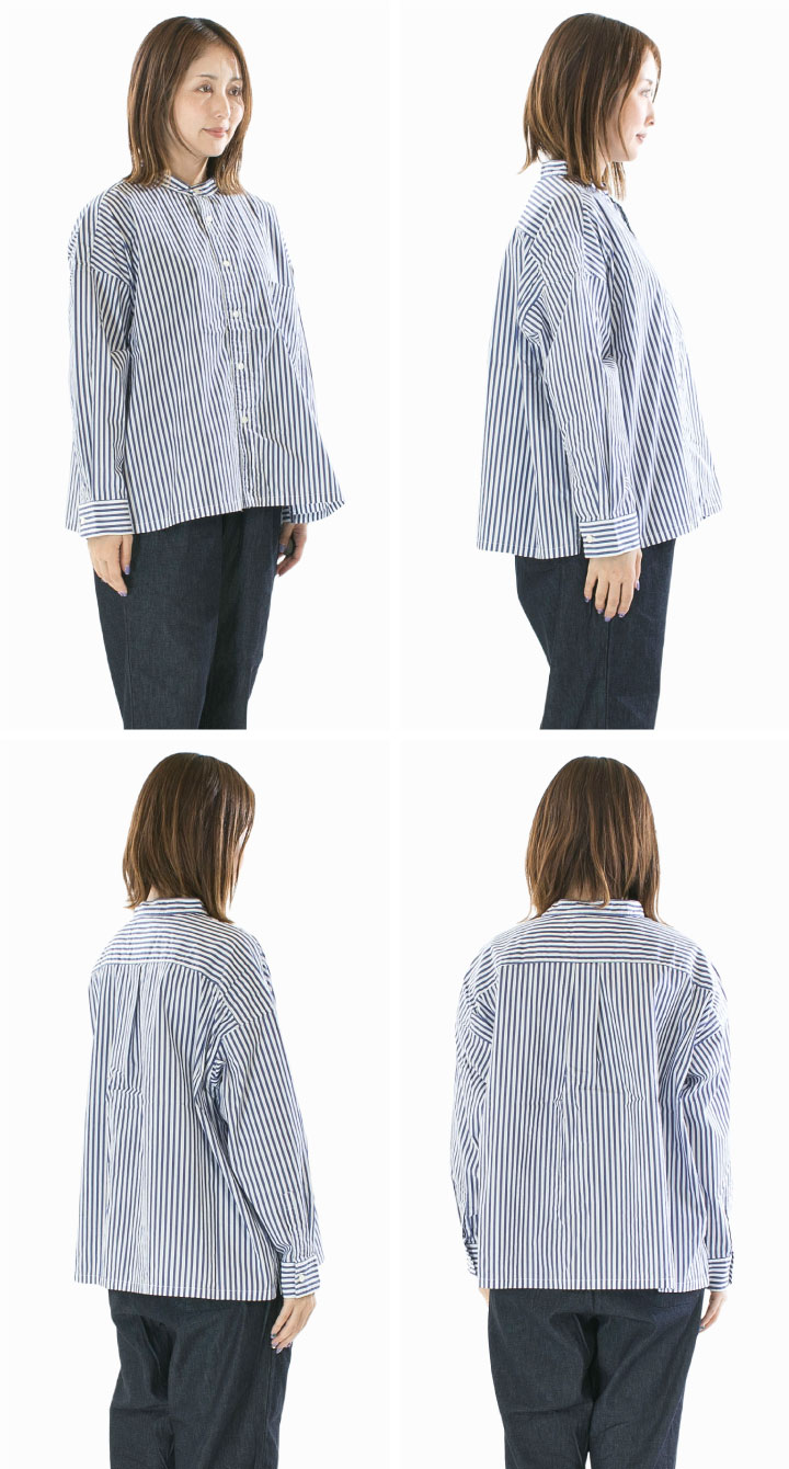 Prit プリット 40／1ブロードストライプスタンドカラービッグシャツ