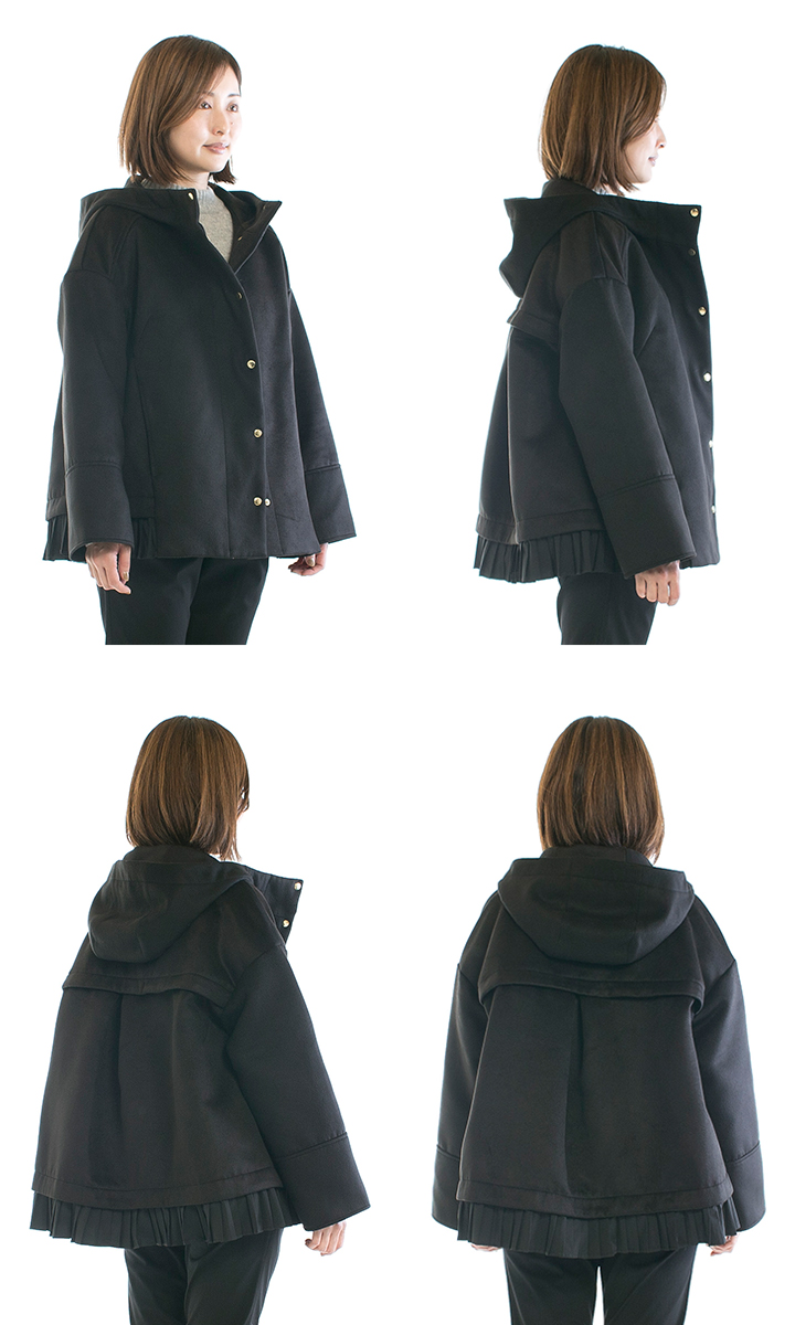 trois トロア メルトン裾プリーツフードブルゾン T226-83060○ : varzy  