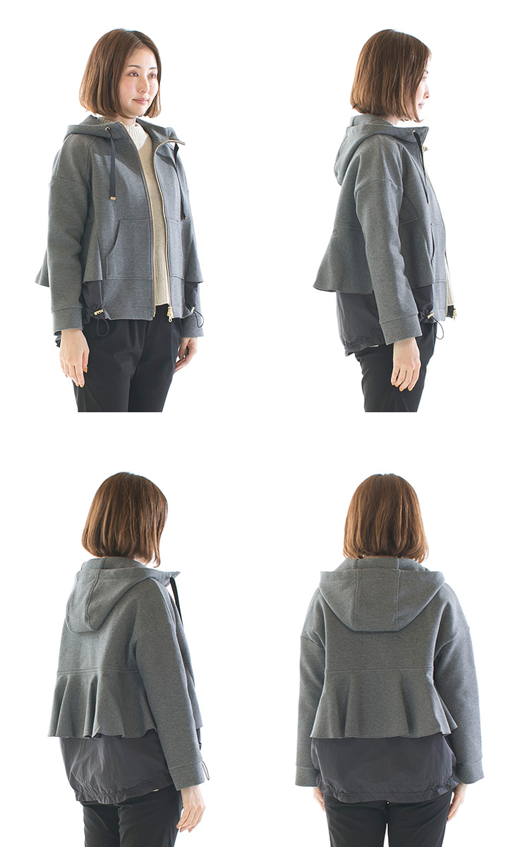 trois ダンボール切替 フーテッド ベスト　レディース　パーカー　trois trois ダンボール切替 フーテッド ベストレディースパーカーtrois