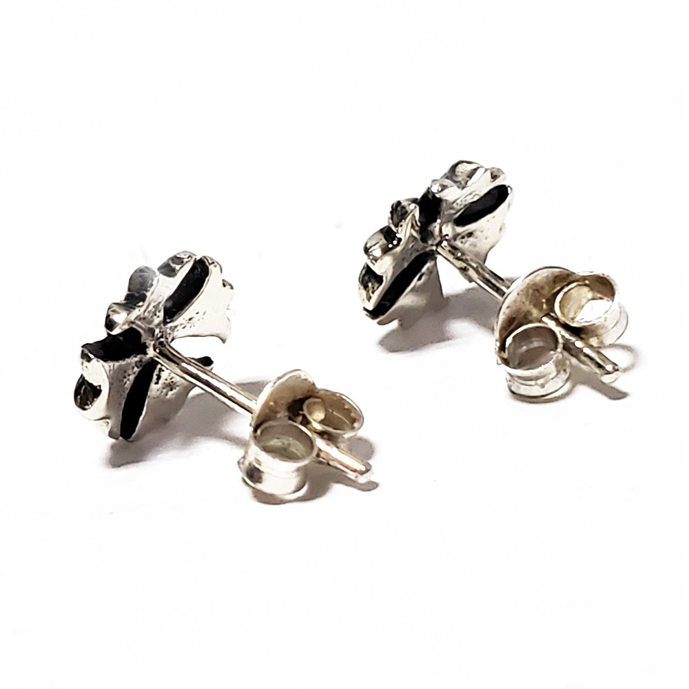 【限定】シルバー925 フローラル クロス ピアス　両耳　ピアス 2個セット(両耳用) / メンズ ピアス 9mm フローラルクロス（クロス