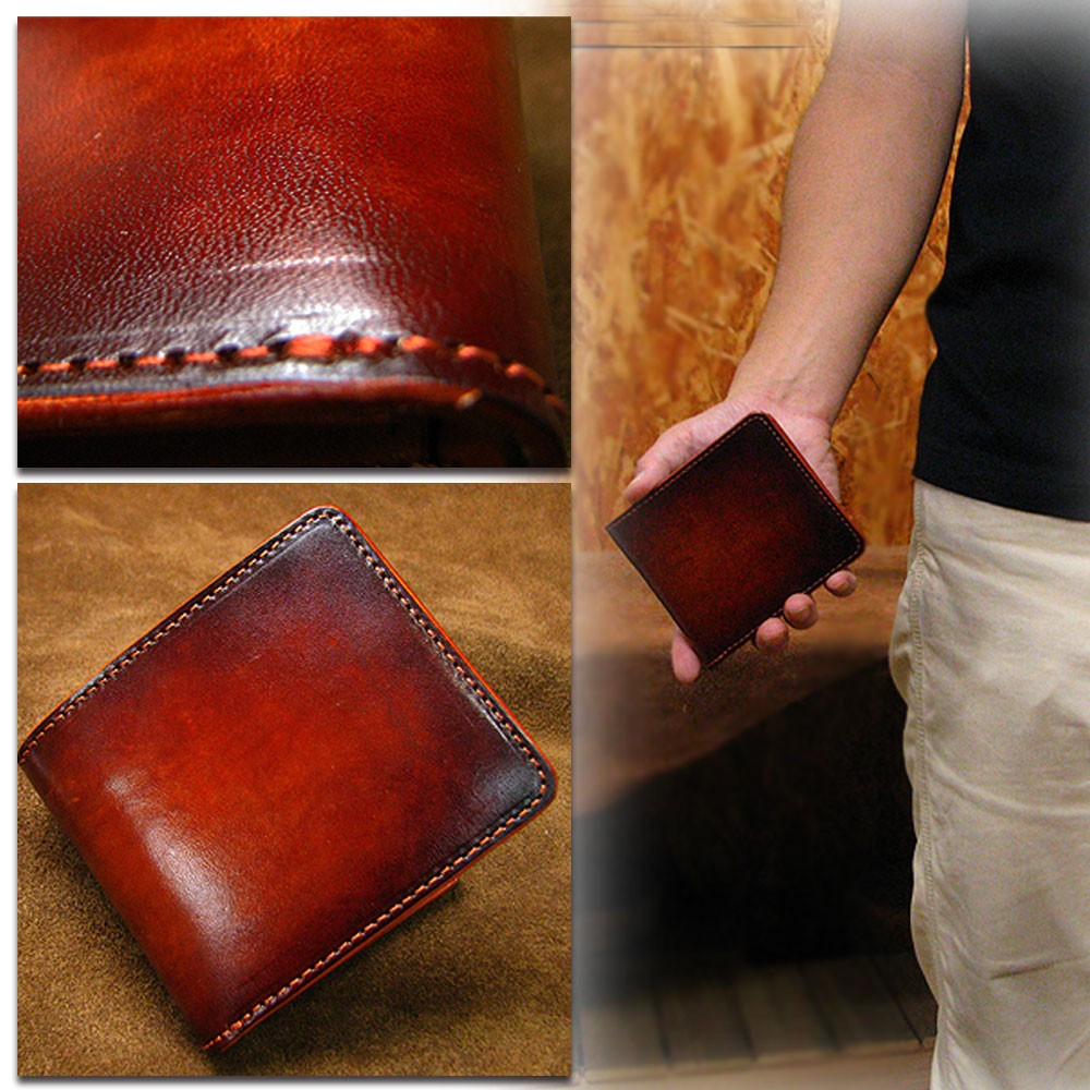 メンズ /革財布/ 植物タンニン鞣し牛革(ヌメ革) 職人ぼかし手染め