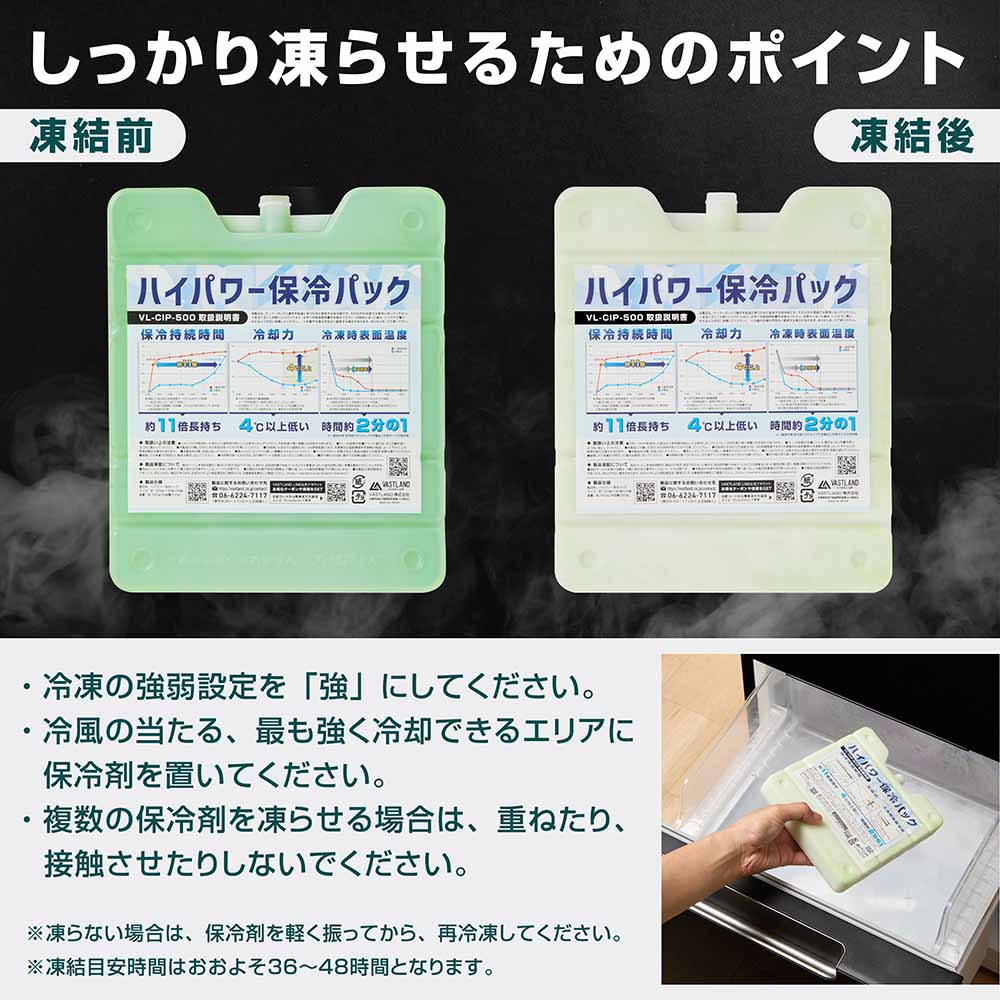 VASTLAND 保冷剤 ハイパワー保冷パック 500g 2個セット 長時間保冷