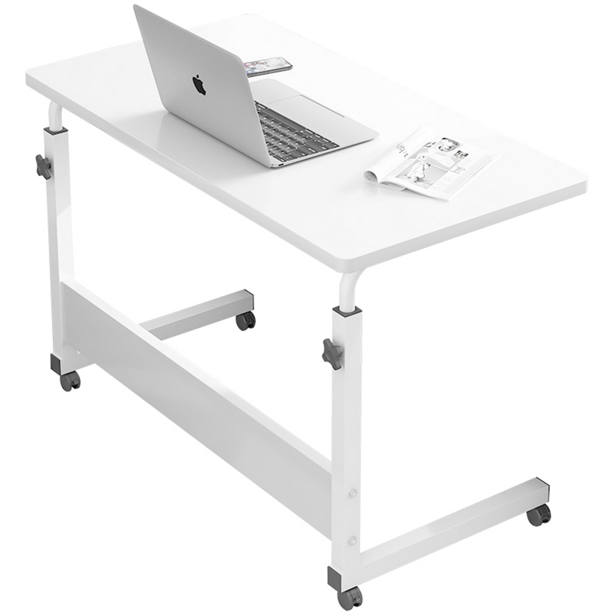 1年保証」サイドテーブル キャスター付き 幅80cm 高さ調節 コの字 昇降