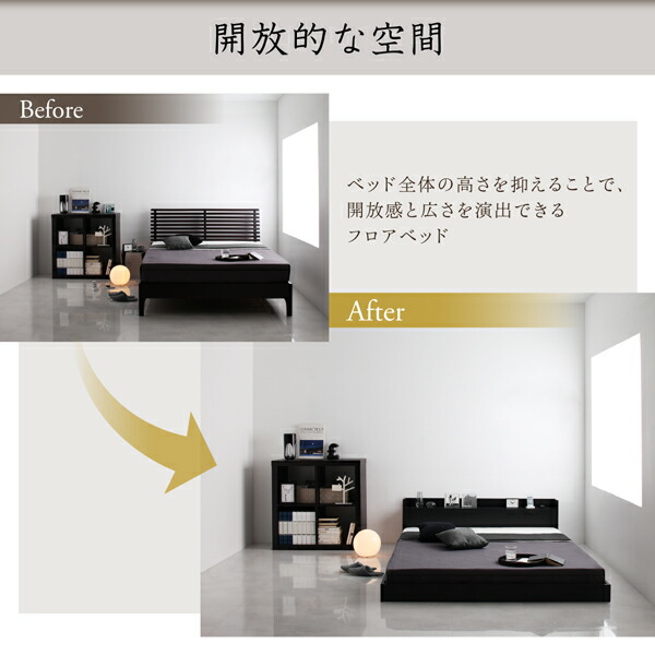 日本廉価 棚・コンセント付き大型フロアベッド ベッドフレームのみ シングル 組立設置付