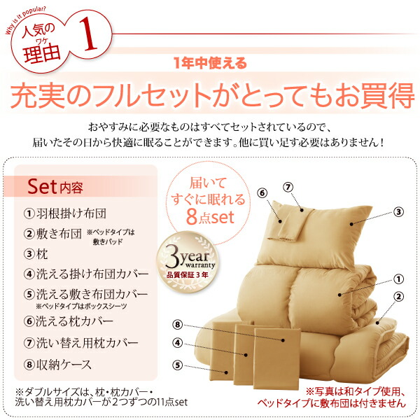 布団セット 布団 ダブル カバー付き 来客用 掛け布団 枕 布団カバー ボックスシーツ 敷きパッド ベッドパッド 収納ケース ベッドタイプ ダブル11点セット |  | 06