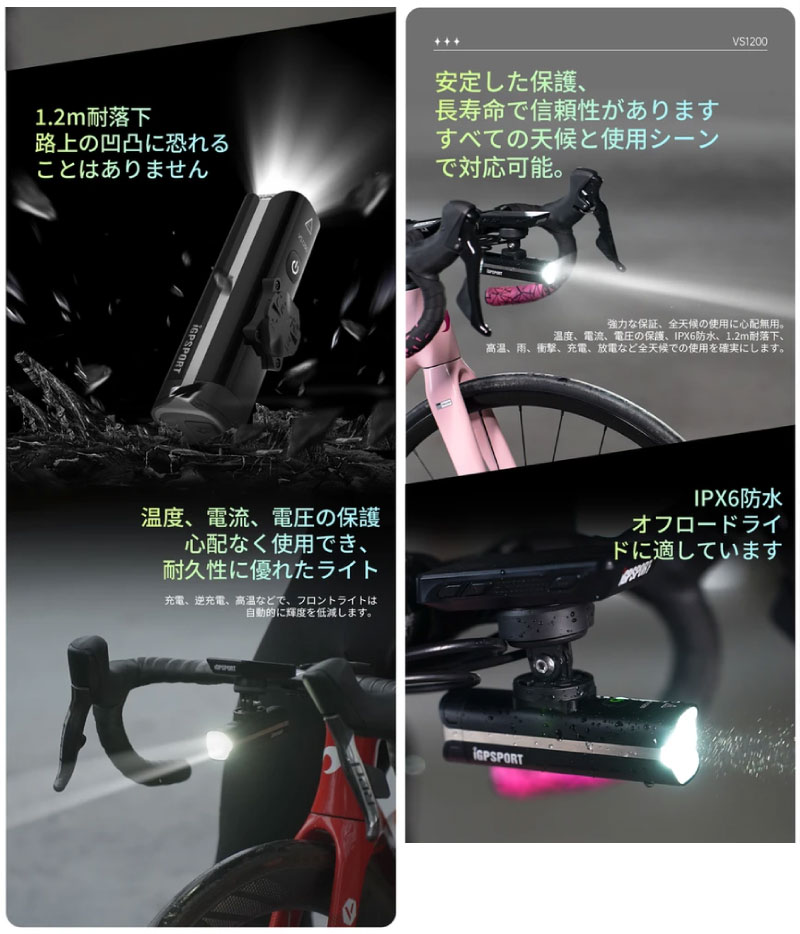 iGPSPORT iGPスポーツ SMART FRONT LIGHT VS1200 スマートフロント