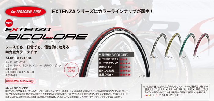 BRIDGESTONE ブリヂストン TIRE タイヤ EXTENZA エクステンザ BICOLORE ビコローレ 700×23C(☆2本セット)  :32000042:自転車館びーくる - 通販 - Yahoo!ショッピング