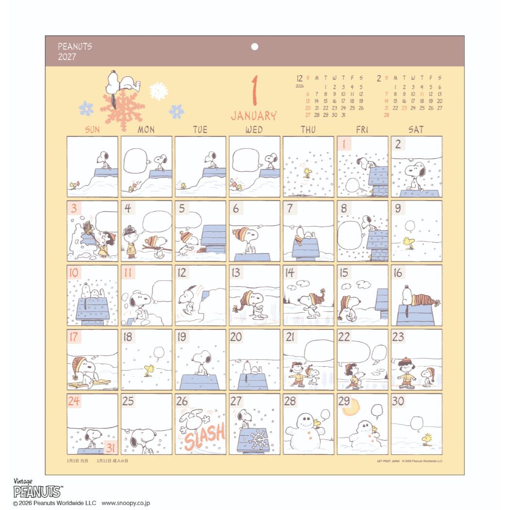 予約】スヌーピー 2027Calendar 壁掛けカレンダー2027年 コミック