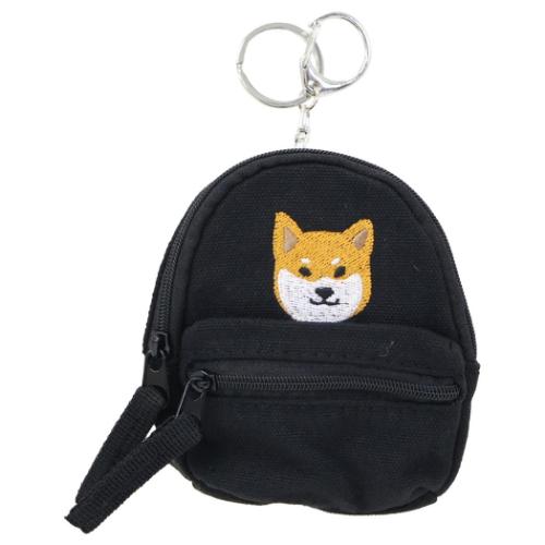 専用　ハンドメイド　昇華転写プリント　犬　リュック型＆ミニリュック型ポーチ ミニポーチ リュック型ポーチキーホルダー しばルック BLACK 小物入れ