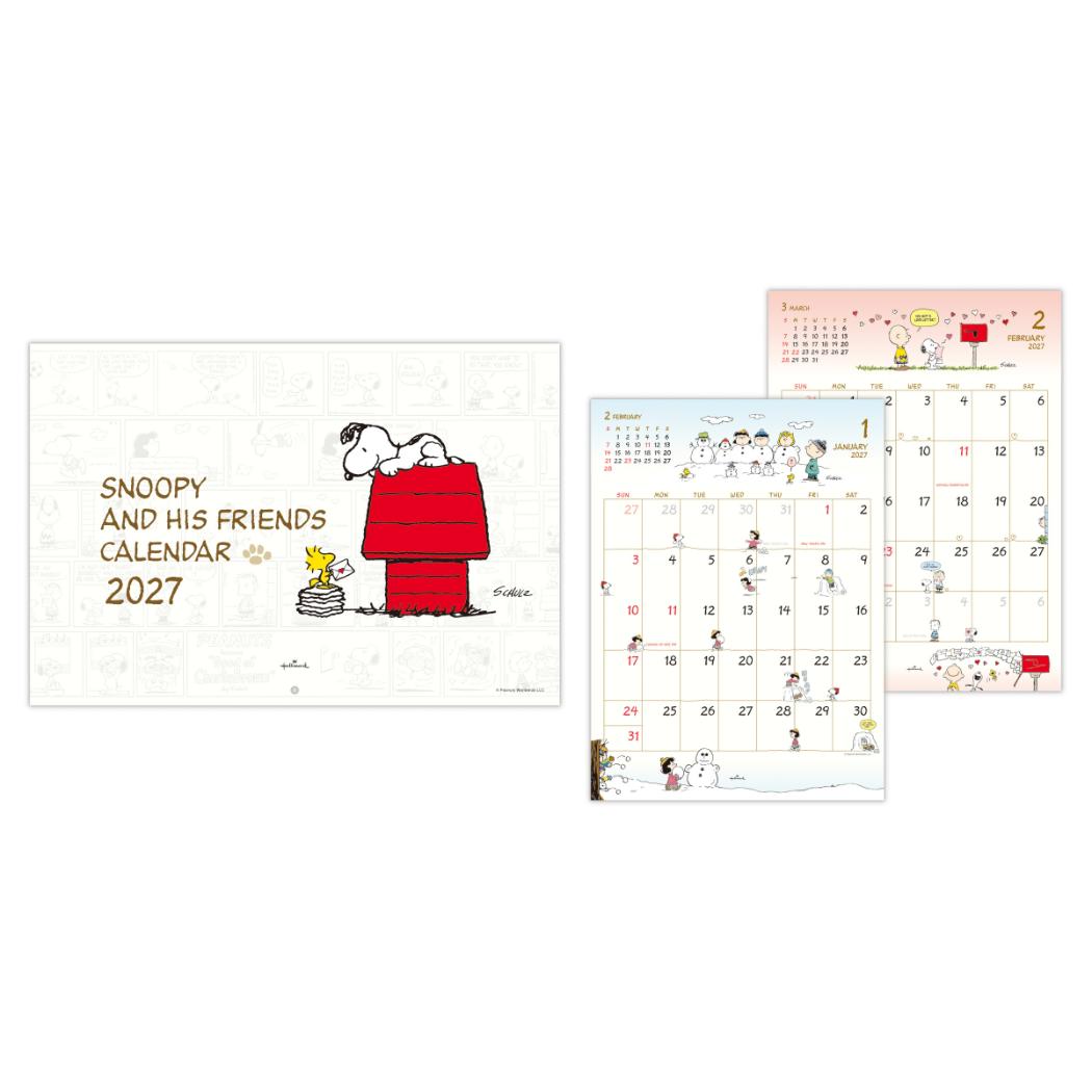 予約】スヌーピー 2027 Calendar 壁掛けカレンダー2027年 二つ折り 大