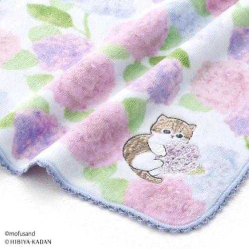 モフサンド×日比谷花壇 ミニタオル タオルハンカチ 紫陽花 パープル