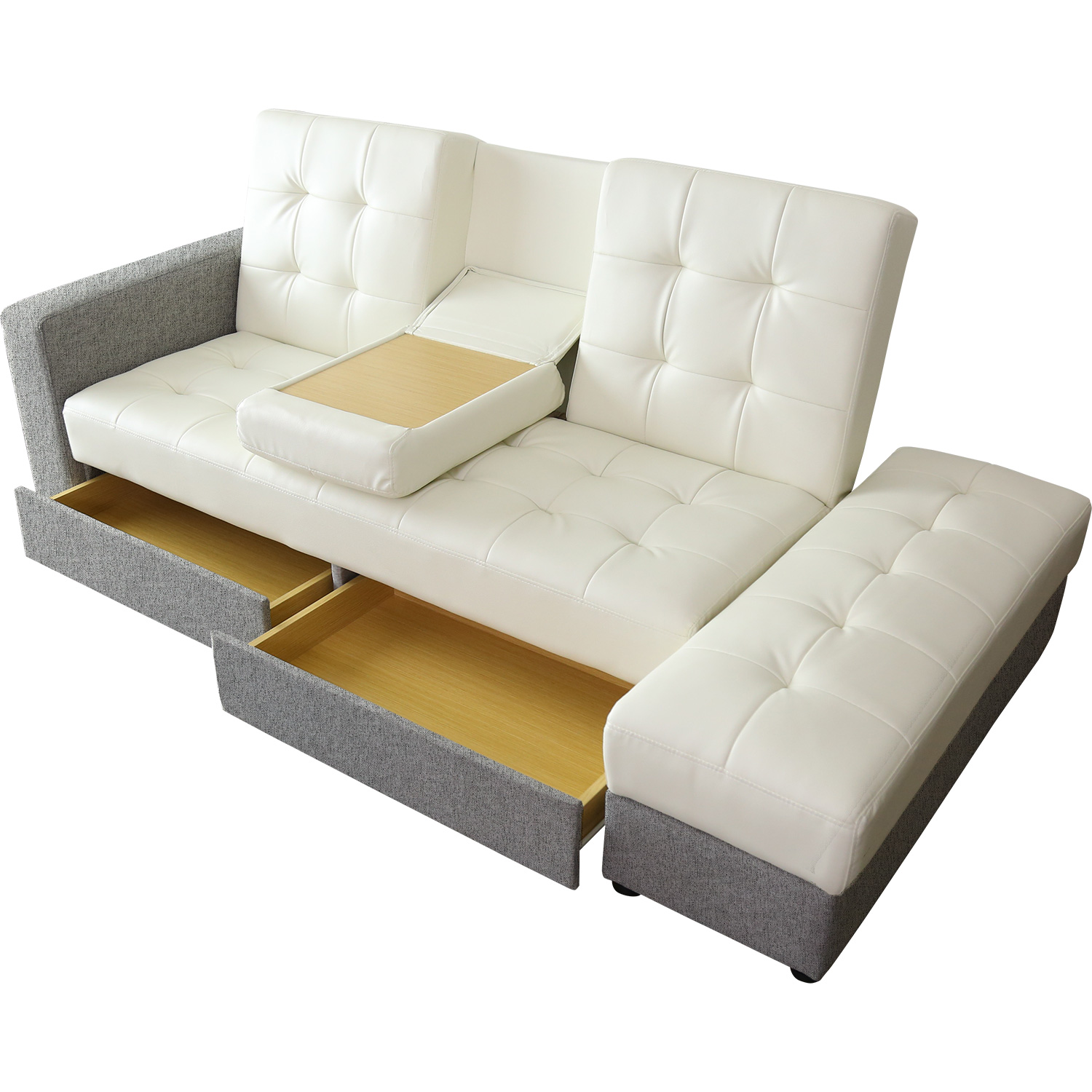 2人掛けソファーベット 北欧風ソファ/引き取り可能 DORIS ソファ ソファーベッド ソファー 2人掛け テーブル付 スツール