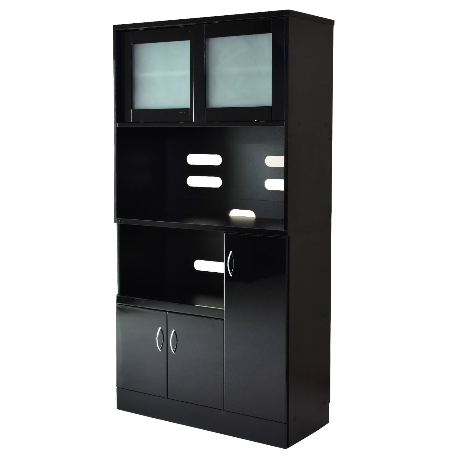 食器棚 おしゃれ DORIS 幅90 ハイタイプ スリム 収納 レンジ台 ガラス戸 ホワイト ブラック ソレイユ ドリス