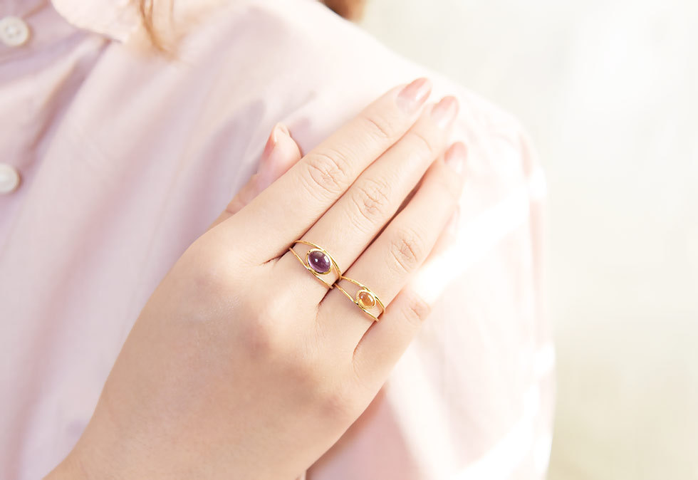 選べる宝石 アメジスト リング K18 Mia ミア 指輪 18k 18金 レディース