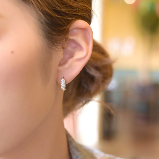片耳用】ダイヤモンド パヴェ フープピアス 0.35ct K18 スナップピアス