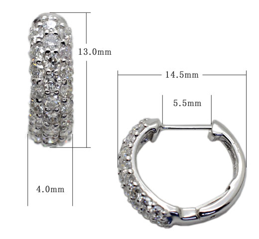 K18WG 天然ダイヤモンド パヴェ フープピアス 片耳 D0.50ct 片耳用】ダイヤモンド パヴェ フープピアス 0.35ct K18 スナップピアス