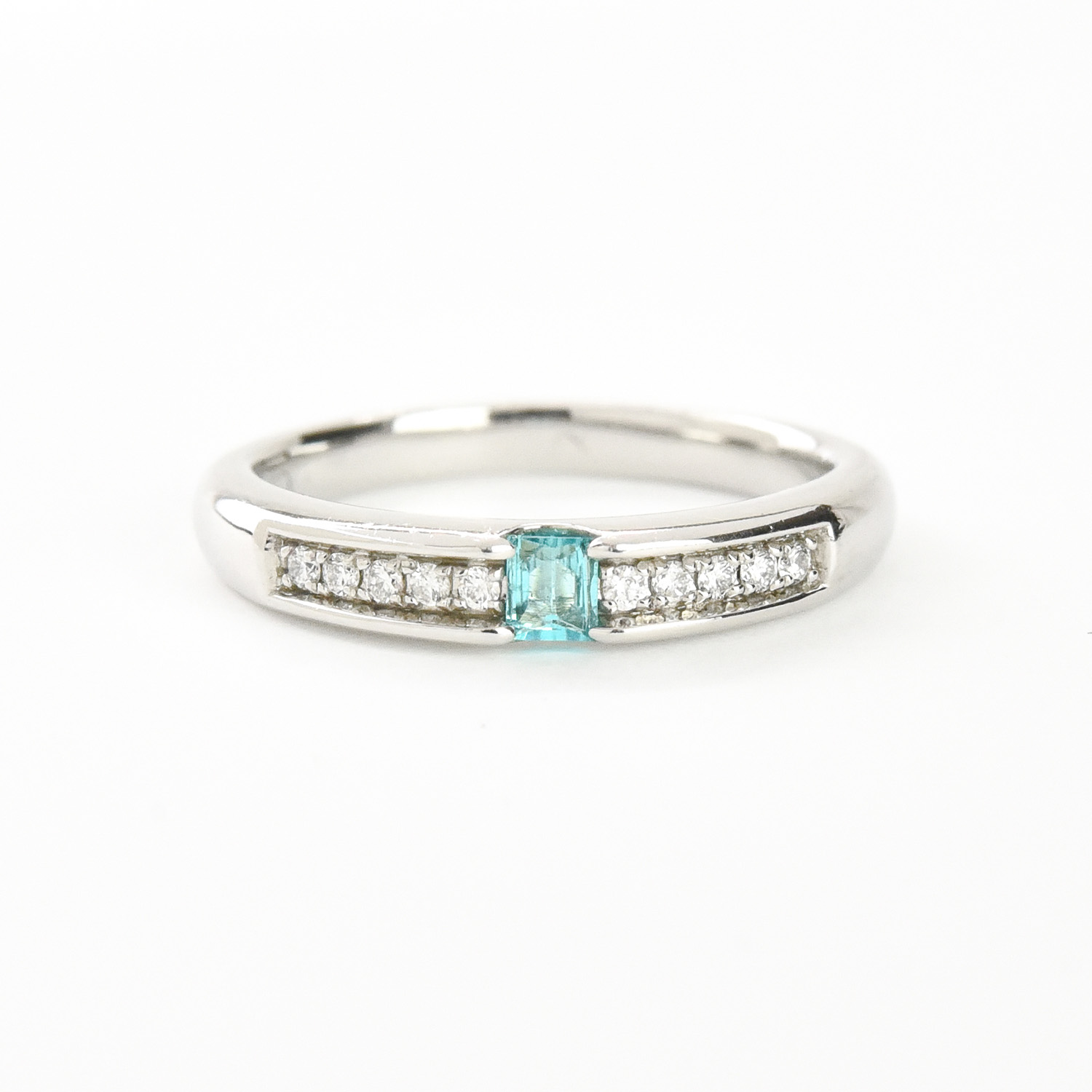 パライバトルマリン 0.08ct ダイヤモンド 0.07ct Pt900 5.4g 指輪 
