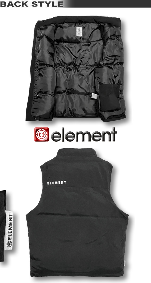 エレメント メンズ ELEMENT ダウン タイプ ベスト ビッグシルエット 撥水機能 中綿 スケボー BC022-777