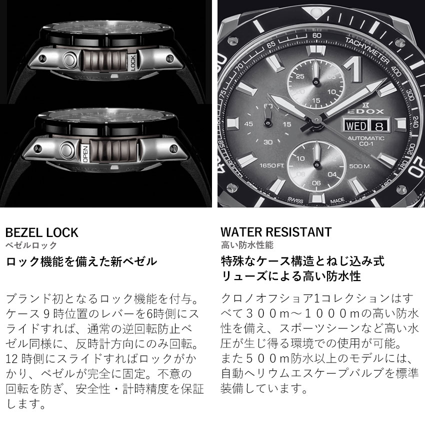 クロノオフショア-1 エドックス腕時計 クロノオフショア1 ベゼルロック 