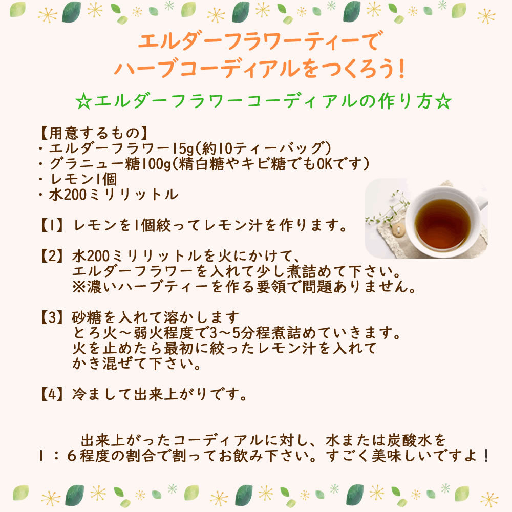 ヴィーナース｜エルダーティーでハーブコーディアルをつくろう！