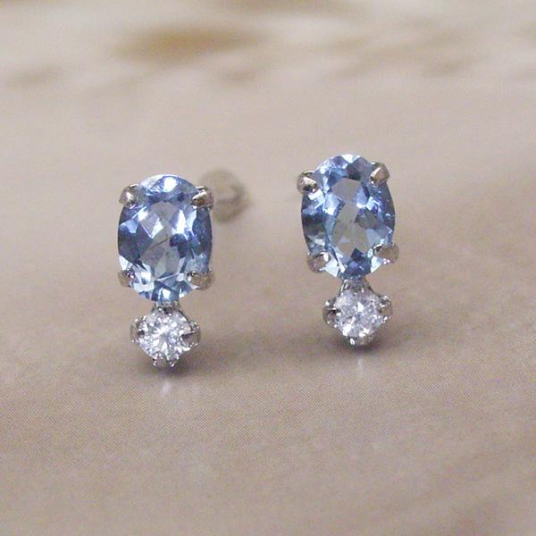 新品　Pt900. 天然アクアマリンピアス ラウンドカット4.0mm Pt900プラチナ ピアス アクアマリン 4mm 4本爪 スタッドピアス