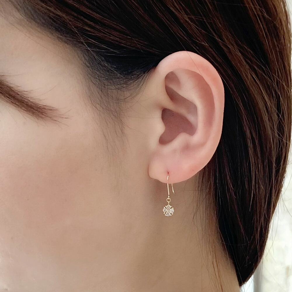 K18YG ダイヤモンドピアス ジプシーピアス フックピアス ジュエリー
