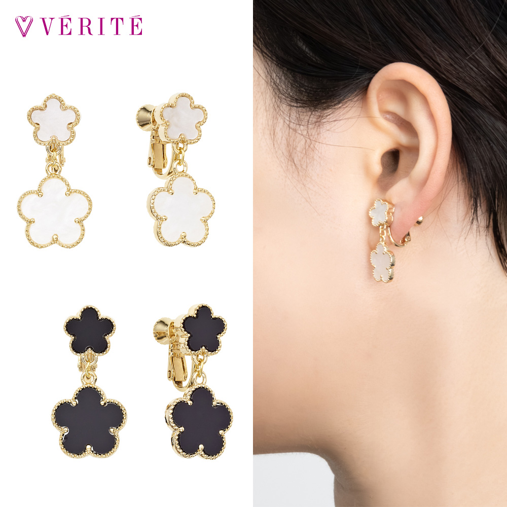 フラワー イヤリング (ホワイト)